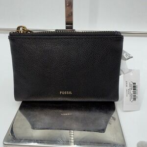 Fossil Lainie Multifunction Black Pebbled Leather Wallet SWL2061001